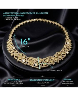 Dazzling 3D Graduated Basketweave CZ Cluster Necklace