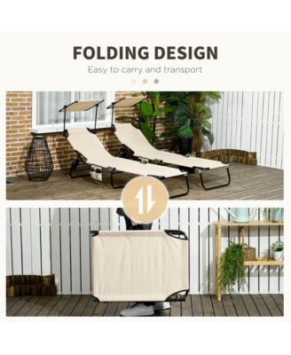 2-piece Chaise Lounge w/ Adjustable Backrest and Sunshade,