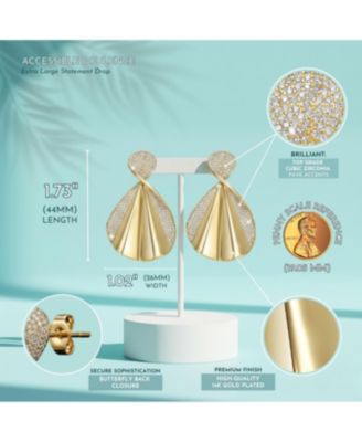 Dazzling 14K Gold Plated Dangle CZ Statement Earrings