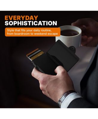 Men's Card Blocr Pop Up Wallet for Men - Slim Metal RFID Blocking Card Holder (4-6 Cards Ejector) - Minimalist Wallet with Internal Cash + ID