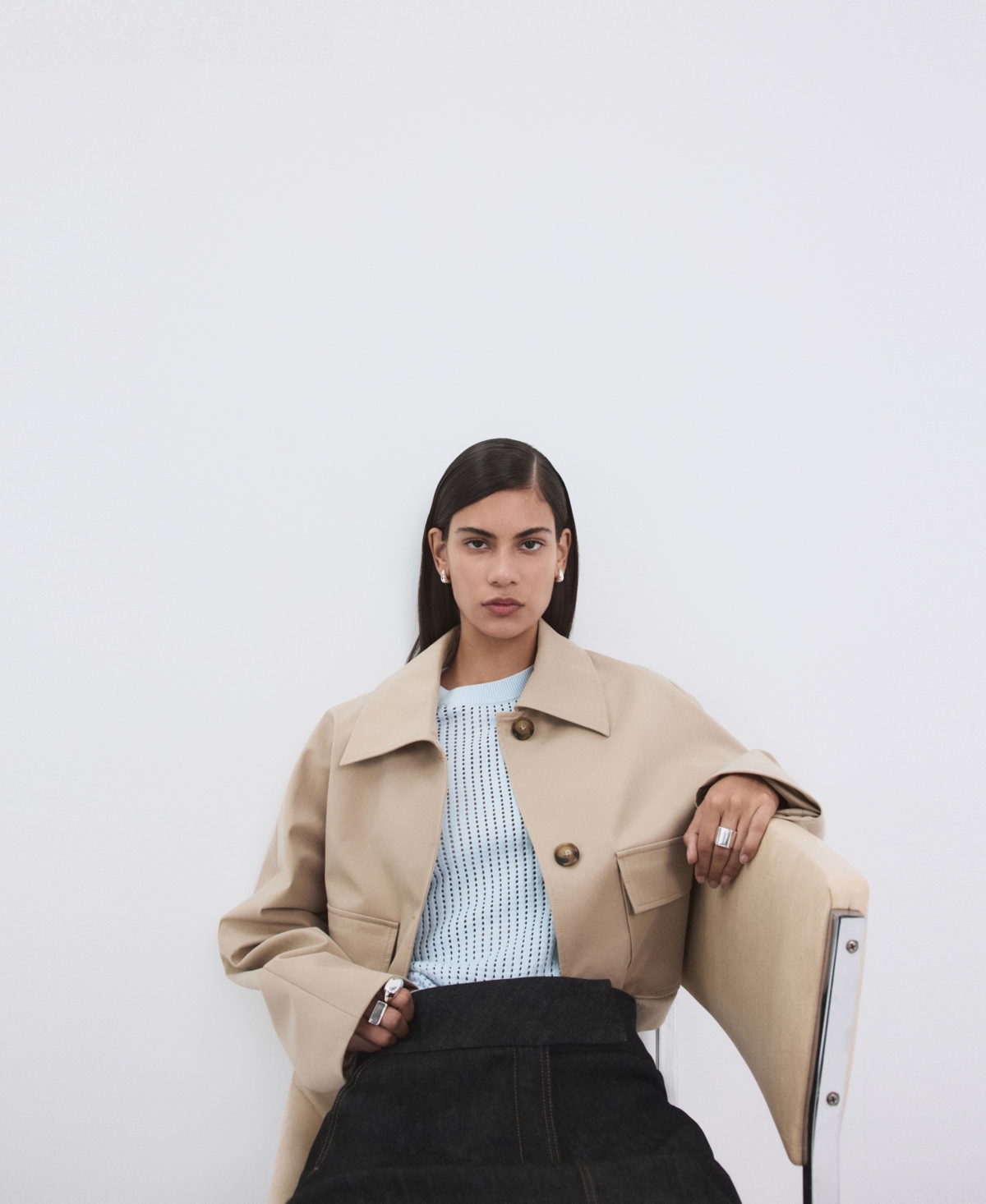 Mango Women's Lace Accents Short-Sleeved Knitted Sweater