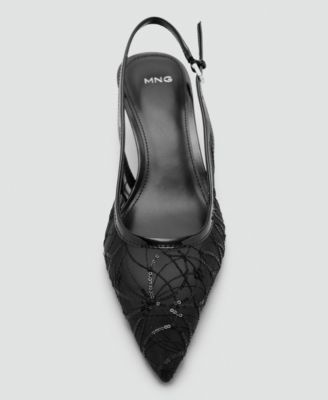 Women's Sequins Embroidered Kitten-Heel Shoes