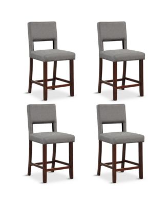4-Piece PVC Leather Counter Height Bar Stool Set w/ Back and Rubber Wood Legs