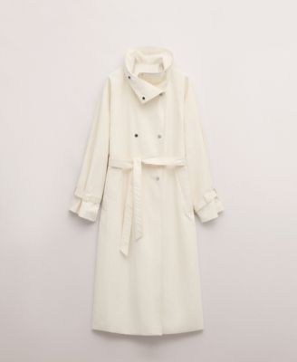 Women's Oversized Funnel-Neck Belt Trench Coat