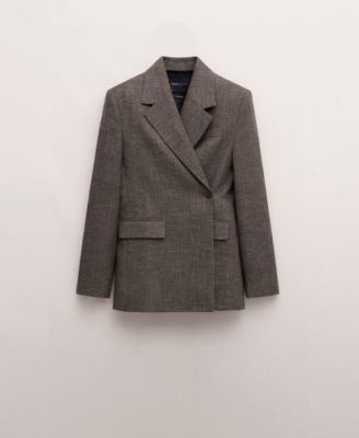 Women's Herringbone Double-Breasted Suit Blazer