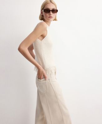 Women's Lace Trim Ribbed Knit Top