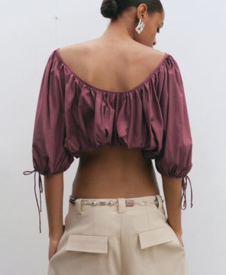 Women's Puff-Sleeved Cropped Blouse