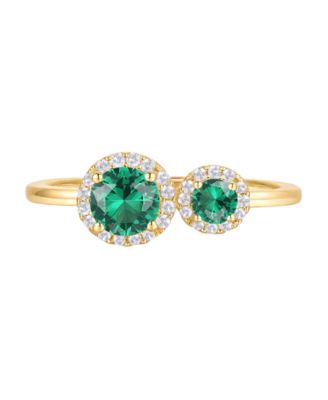 Lab Grown Opal (1/4 ct. t.w.) & Lab Grown White Sapphire (1/6 ct. t.w.) Ring in 14k Gold Over Sterling Silver (Also Available in Multi-Stones)