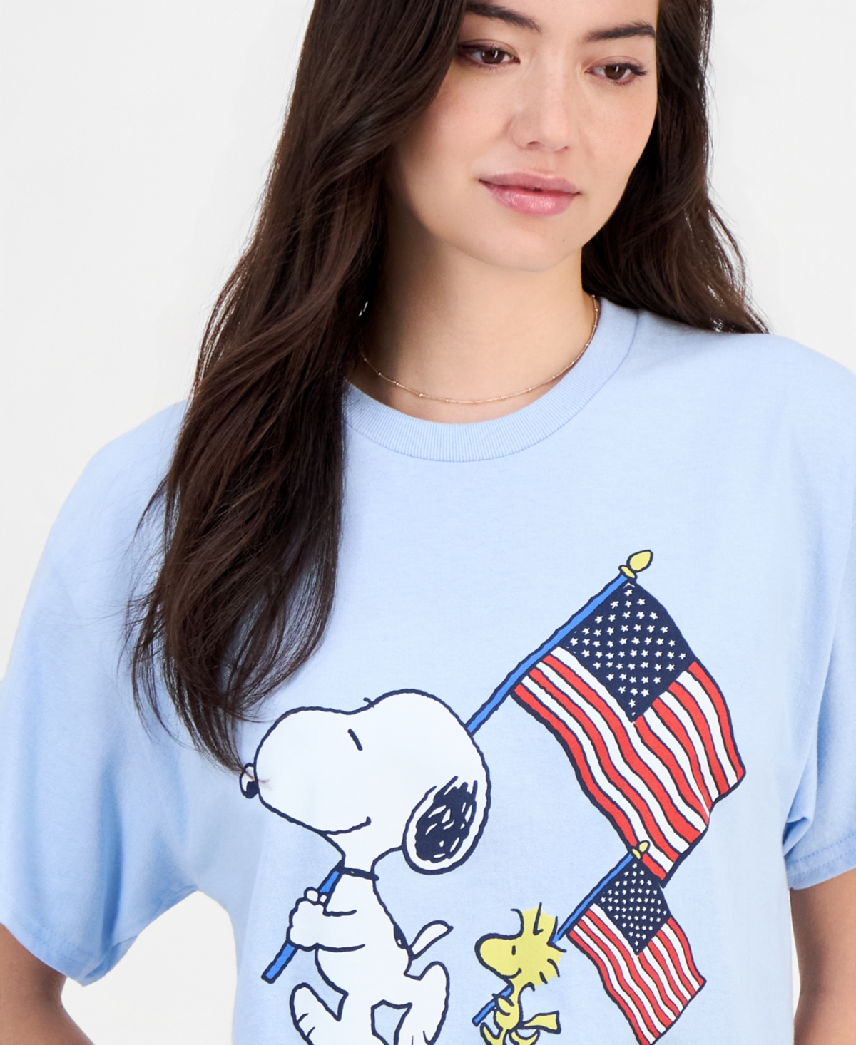 Peanuts Juniors' Snoopy Usa Flags Cotton Short-Sleeve T-Shirt