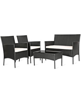 8PCS Outdoor Furniture Set Patio Rattan Conversation Set w/ Cushion