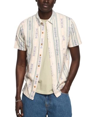 Men's Short-Sleeve Striped Linen Knit Shirt