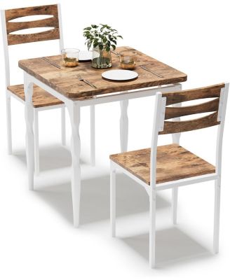 3-Piece Farmhouse Dining Table Set, Table and Chairs for 2, Kitchen & Apartment Dining Furniture
