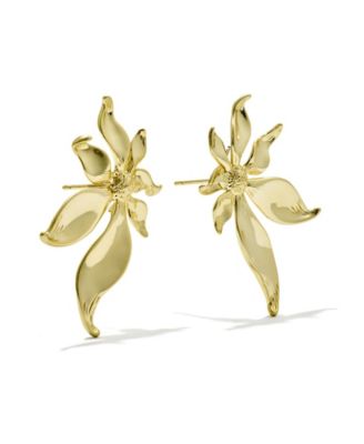 14k Gold Over Brass Scott Flower Stud Earrings