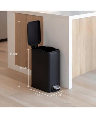 1.6 Gallon Stainless Steel Slim Bathroom Trash Can with Lid, Small Garbage Can