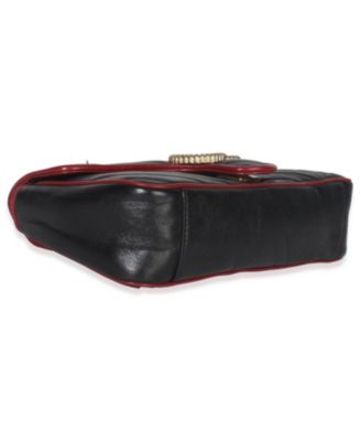 Red Black Calfskin Torchon Small GG Marmont Bag
