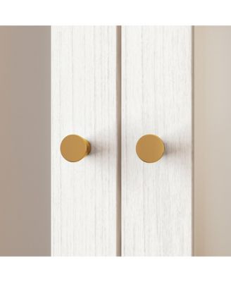 Wardrobe Closet with 2 Glass Doors and 2 Drawers, Wardrobe Closet Armoire with Hanging Rod