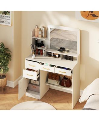 39.5 in Vanity Desk with Mirror and Power Outlets