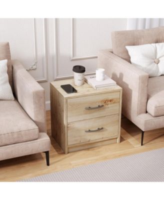Two Drawer Nightstand Storage Table for Living Room