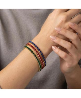 18K Gold Plated Multi-Color CZ Stretch Bracelet