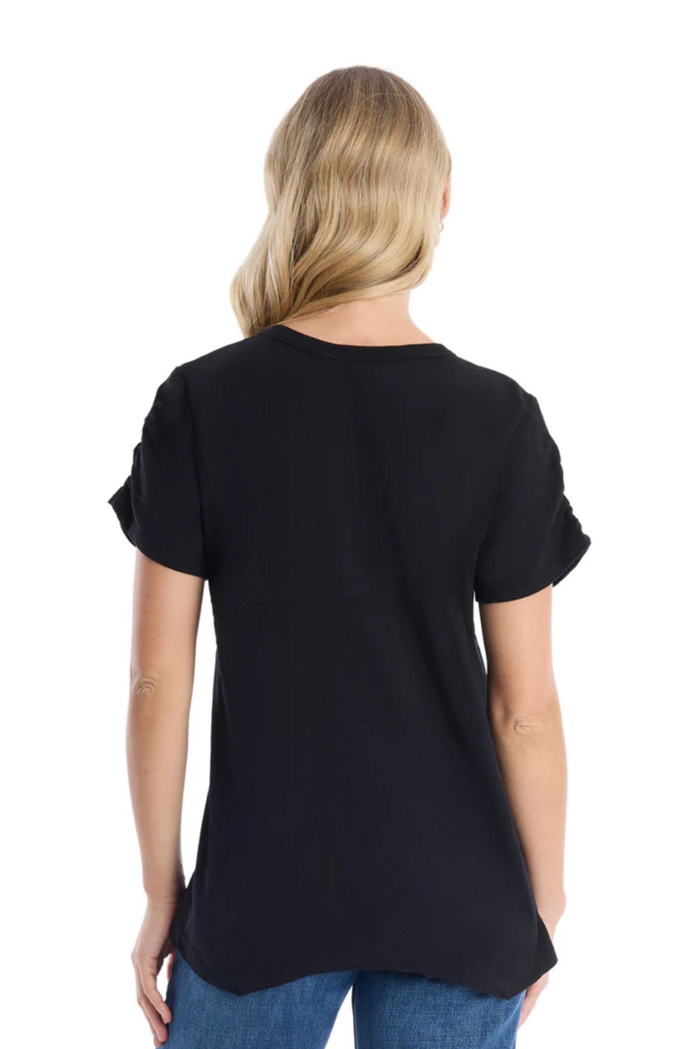 Женская футболка WILT Clothing Ruched Sleeve, цвет: Чёрный — фото 2