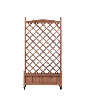 2 Pack Raised Garden Bed with Trellis, Outdoor Wooden Planter Box & Plant Stand with Climbing Racks