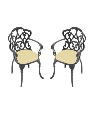 2 Piece Cast Aluminum Bistro Chairs Patio Dining Chair with  Frame
