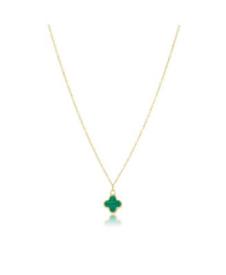 Mini Malachite Single Clover Necklace 14K Gold