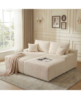 Oversized Double Chaise Lounge, Cloud Plush Sofa Bed with Deep Seat 4 Pillows