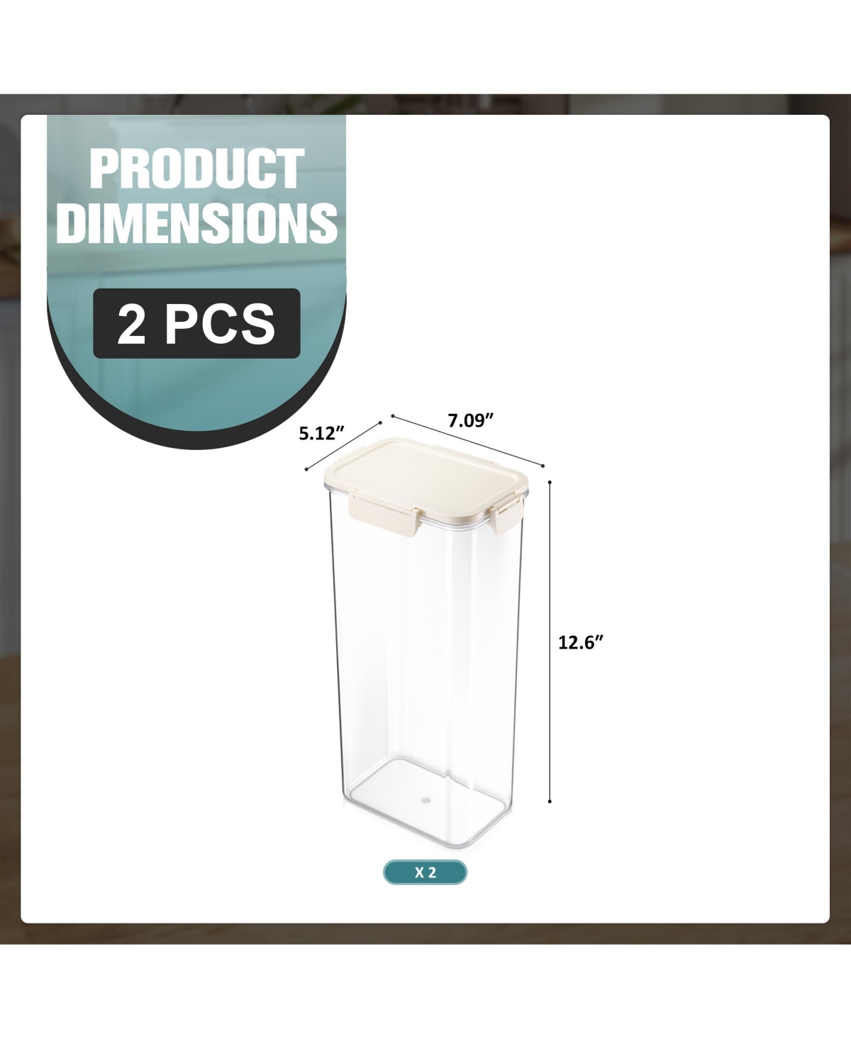 Sorbus 2 Pack Airtight Food Storage Container – Clear Stackable Canister for Pantry, Rice, Pasta, Cereal and Snacks