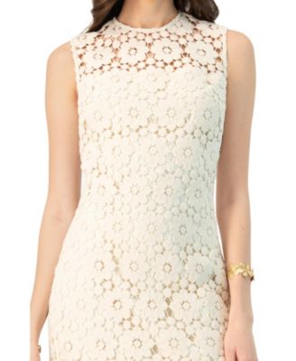 Women's Lace Short Dress with Round Neck
