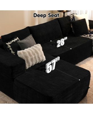 104" No Assembly Required Cloud Sectional Sofa, L-Shape Couch Chaise Lounge with Deep Seat and Wide Armrest for Living Room Bedroom