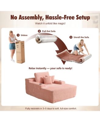 Chaise Lounge Chair, Oversized Plush Upholstered Boneless Sofa Bed, Deep Seat Sleeper Cloud Couch for Living Room, No Assembly Required