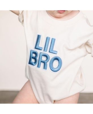 Baby Boys Lil Bro Embroidered Patch Short Sleeve Romper