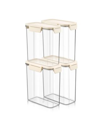 4 Pack Airtight Food Storage Container – Clear Stackable Canister for Pantry, Rice, Pasta, Cereal and Snacks