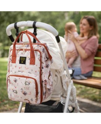 Wide Open Frame Diaper Bag Backpack with Insulated Bottle Pockets