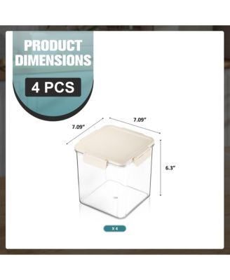 4 Pack Airtight Food Storage Container – Clear Stackable Canister for Pantry, Rice, Pasta, Cereal and Snacks