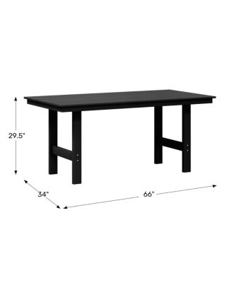 Outdoor Modern HDPE 66" Wide Rectangle Patio Dining Table for 6