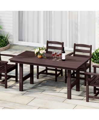 Outdoor Modern HDPE 66" Wide Rectangle Patio Dining Table for 6
