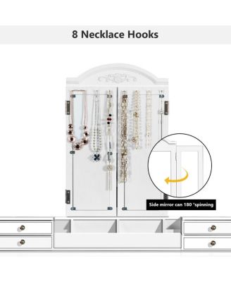 Makeup Dressing Table with Tri Folding Mirror and Stool
