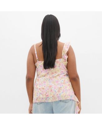 Women's Plus Size Waverly Frill Print Top