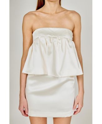 Women's Strapless Satin Mini Dress