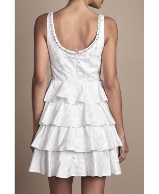 Women's Ruffle Hem Mini Wedding Dress