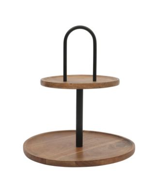 Gracious Dining 2-Tier Round Acacia Wood Serving Tray