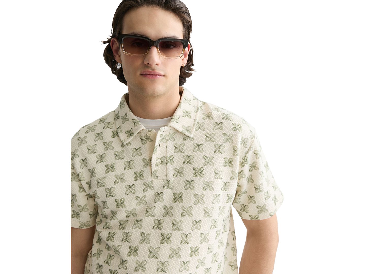 Мужское поло SCOTCH & SODA Printed Short-Sleeve Polo, цвет: Оливковый ночной — фото 3