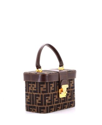 Small Vintage Lock Top Handle Vanity Bag Zucca Canvas