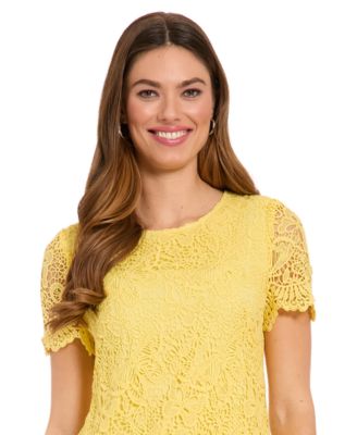 London Times Petite Short-Sleeve Jewel Neck Shift Dress - Macy's