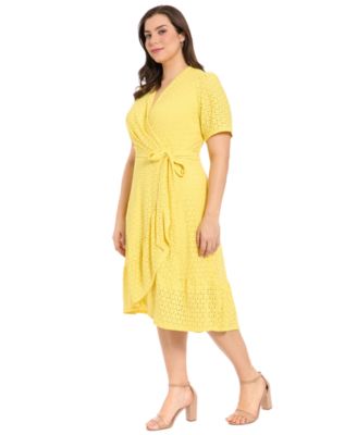 Plus Size Eyelet Wrap Dress