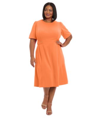 Plus Size Fit & Flare Scuba Crepe Midi Dress