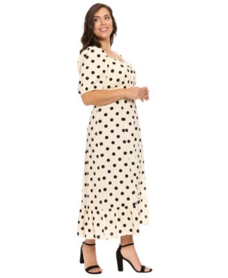 Plus Size Short-Sleeve Square Neck Midi Dress