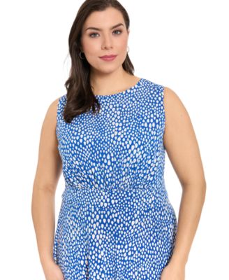 Plus Size Sleeveless Jewel Neck Midi Dress